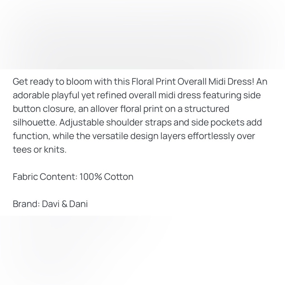 NWT Davi & Dani Pink Floral Overall Midi Dress. - Picture 5 of 5